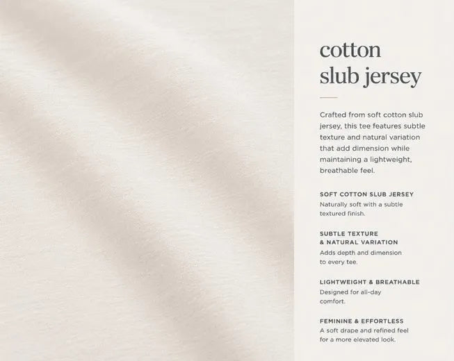 100% Cotton Jersey Slub Scoopneck Short Sleeve Graphic Tee