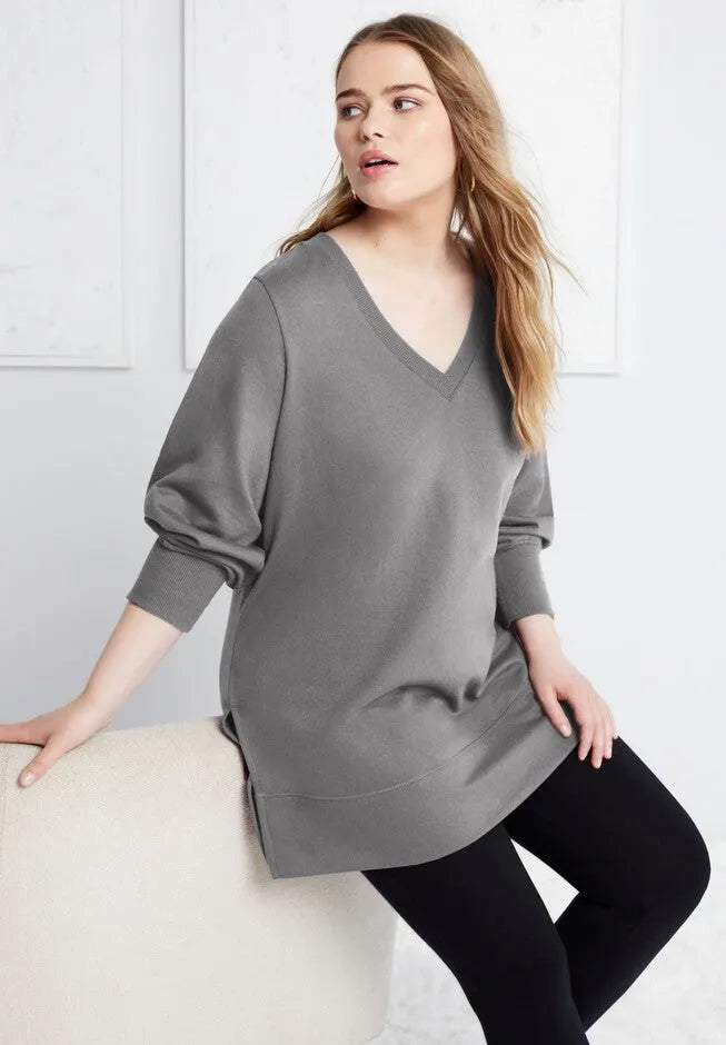 V-Neck French Terry Sweatshirt