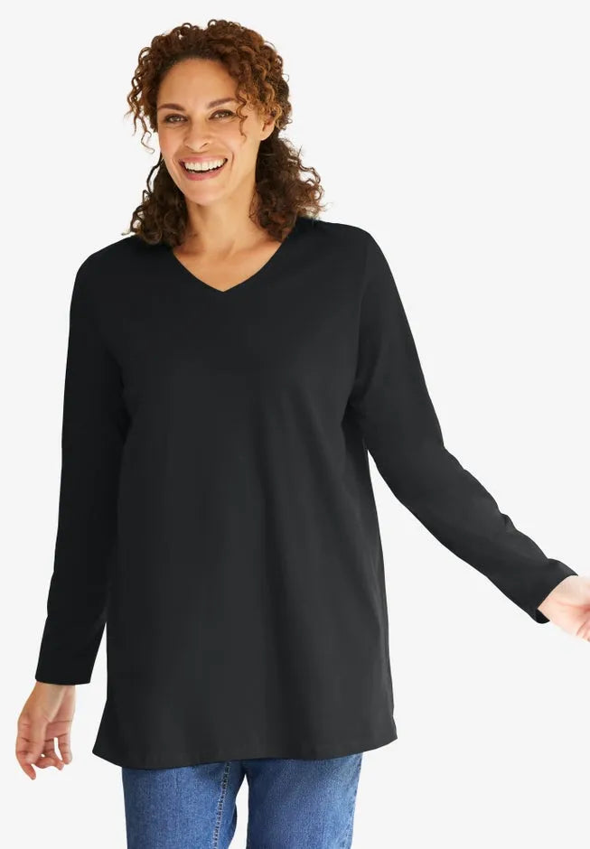 Perfect Long-Sleeve V-Neck Tunic