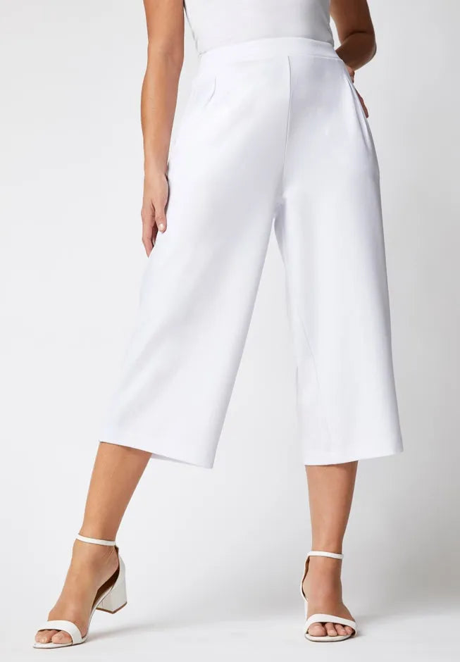 Wide-Leg Crop Crepe Pants