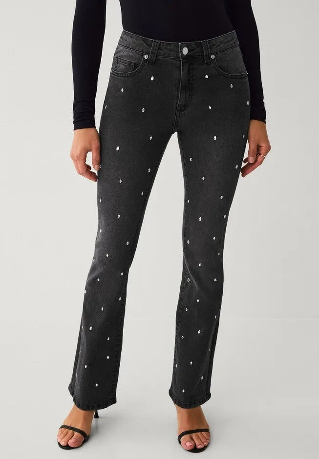 Mid-Rise Stretch Embellished Bootcut Jeans