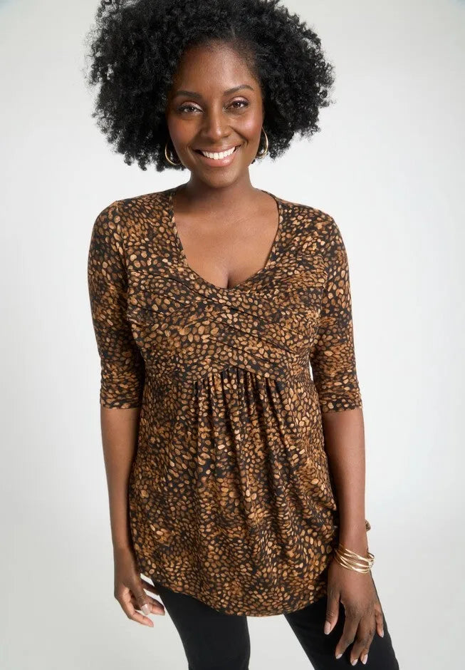 Stretch Knit Pleated Tunic