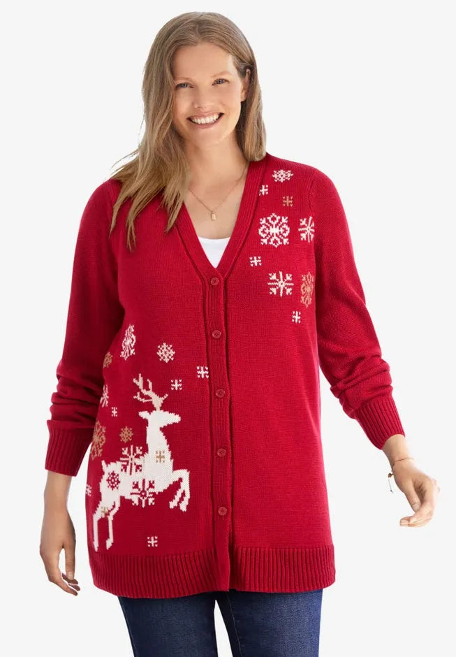Holiday Motif Cardigan Sweater