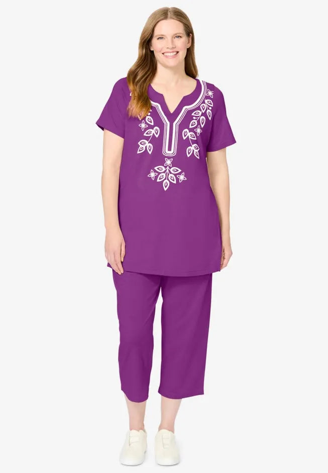 Printed Tunic and Capri Set