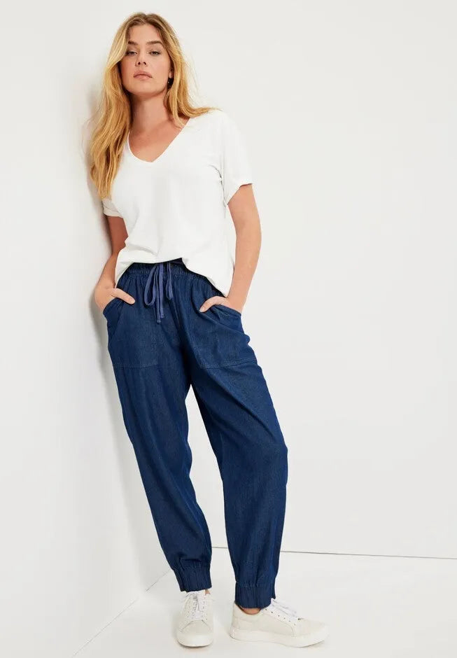 Elastic Waist Stretch Denim Drawstring Jogger