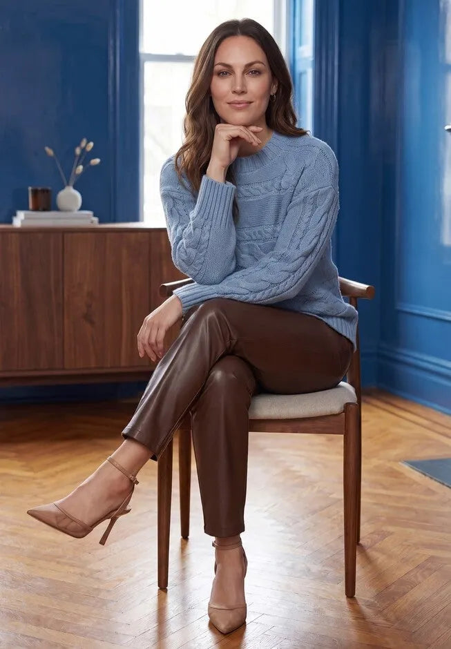 Cable Knit Bell-Sleeve Sweater