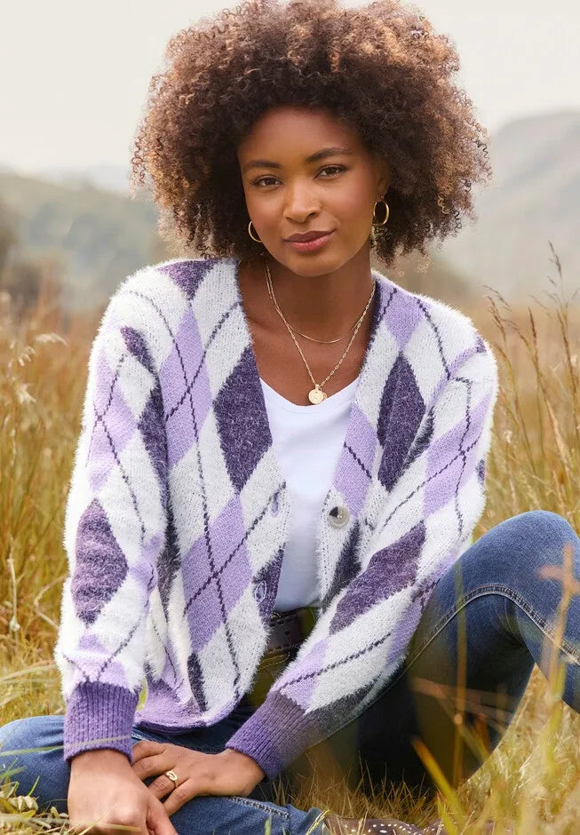 Fuzzy V-Neck Cardigan