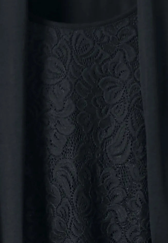 2-Fer Cardigan & Attached Lace Tunic