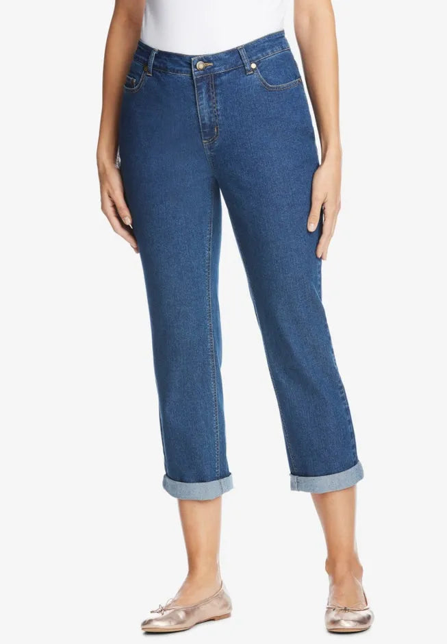 Stretch Denim Five-Pocket Girlfriend Jeans