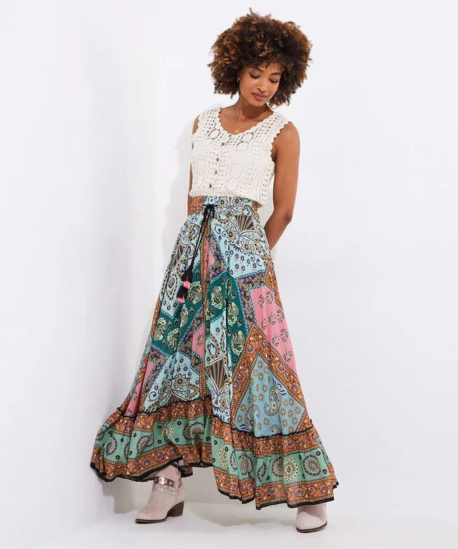 Flounce Tassel Maxi Skirt
