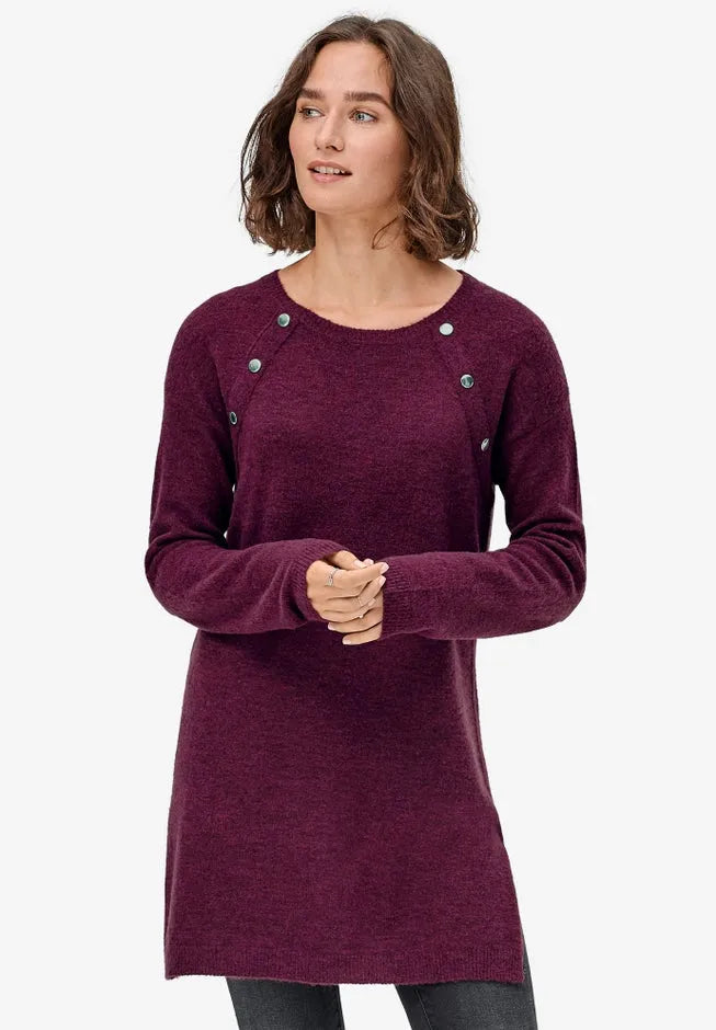 Button-Trim Sweater Tunic