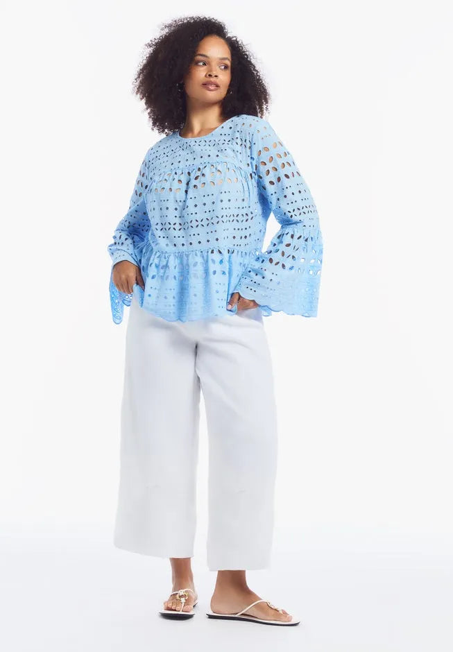Eyelet Flounce Peplum Top