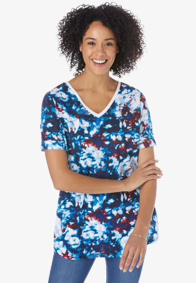 Cuffed Americana Print Tee
