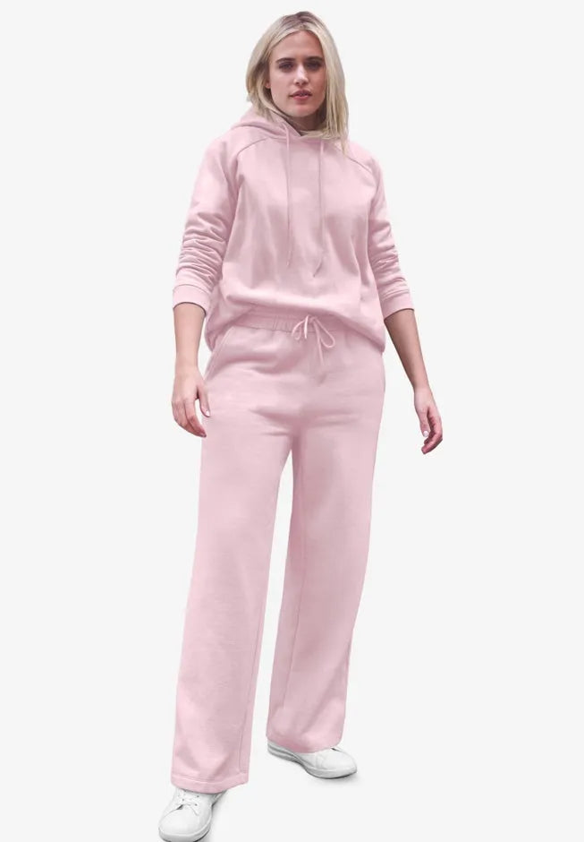 Wide Leg Fleece Sweatpant With Drawstring Waist