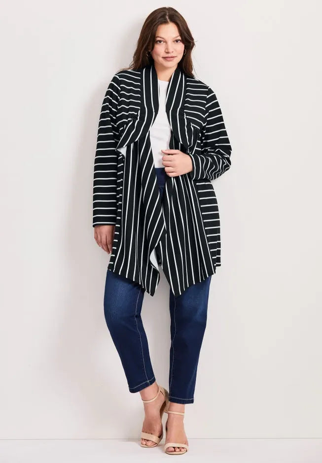 Striped Cascade Cardigan