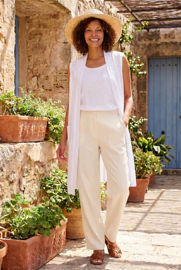 Straight Leg Linen Pant