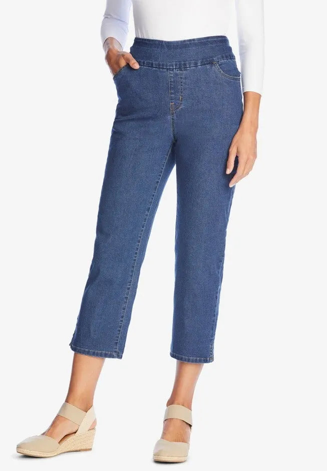 Smooth Waist Pull-On Flex Fit Capri Denim Jeans