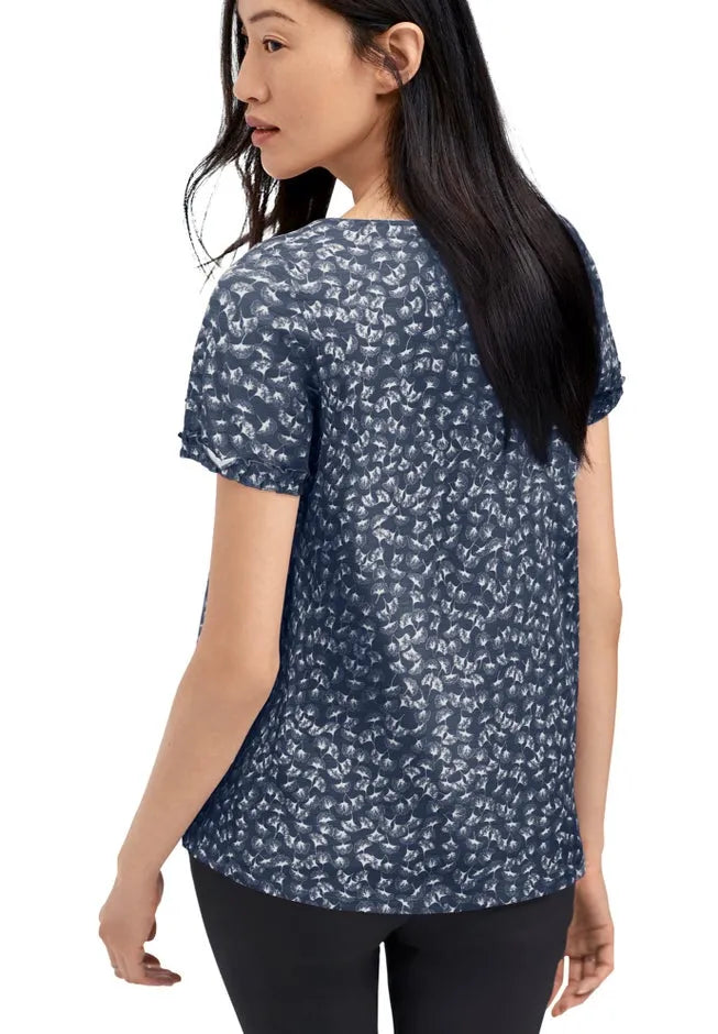 100% Cotton Slub Self-Tie Keyhole Neckline Short Sleeve Tee