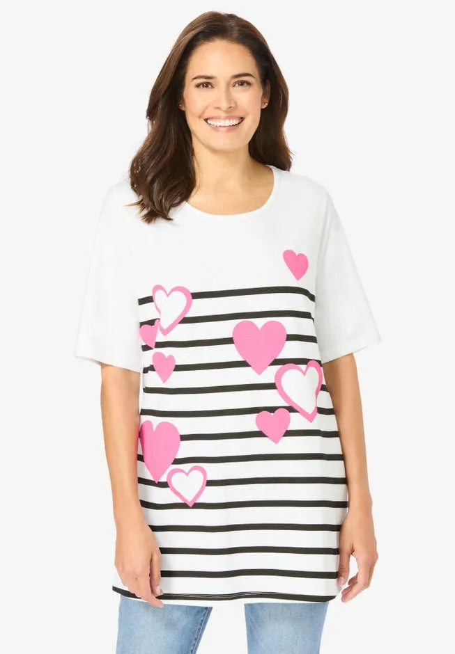 Graphic Print Scoop Neck Tunic