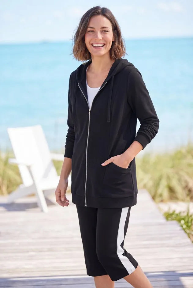 Zip Front Tunic Hoodie Jacket