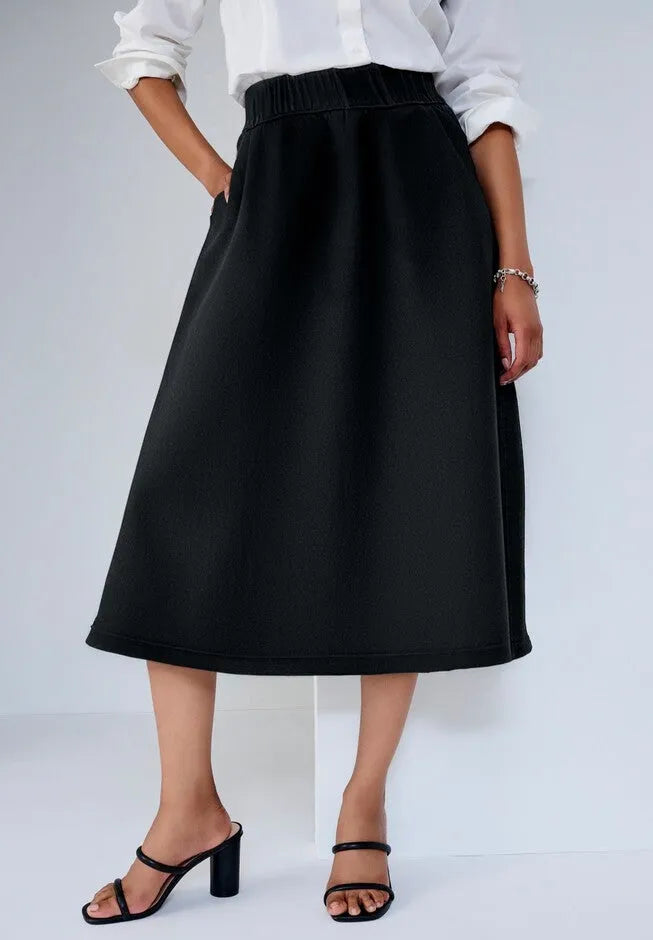 Comfort Waist Stretch Denim Swing Skirt