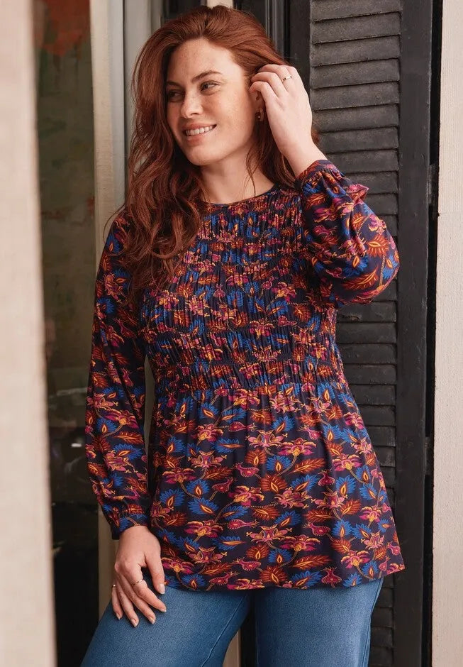Sela Smocked Long Sleeve Top