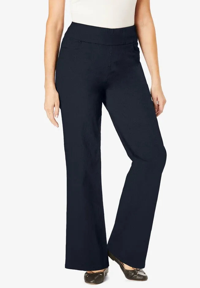 Flex-Fit Pull-On Wide-Leg Denim Jean
