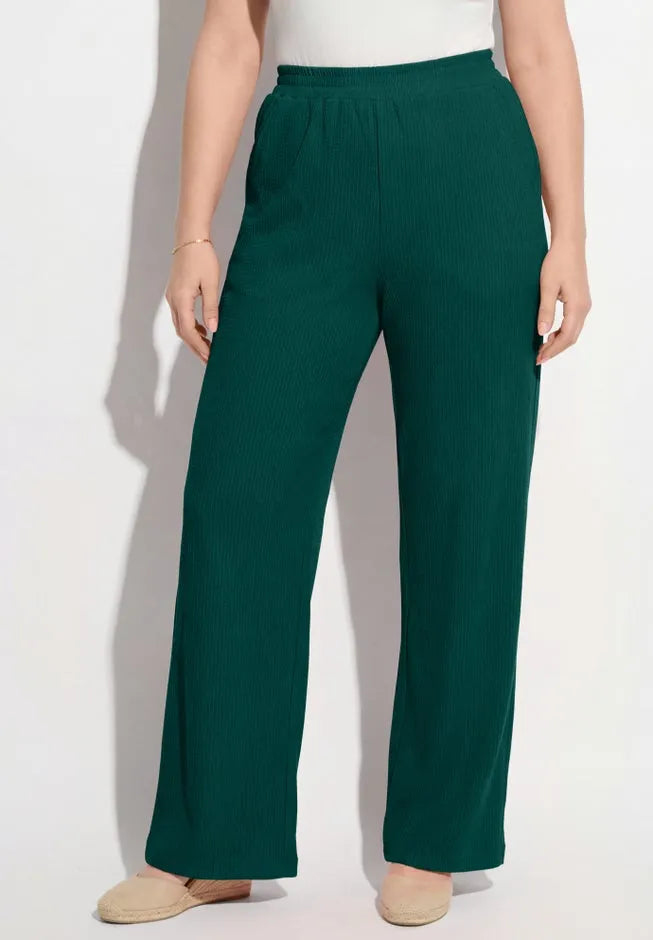 Wide-Leg Texture Knit Pant
