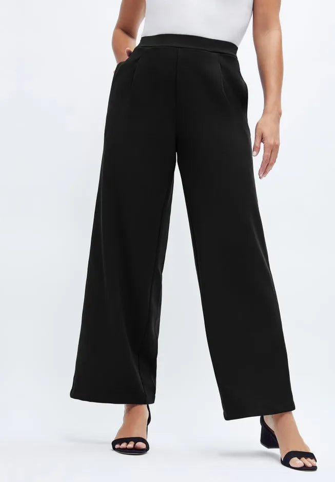 Stretch Knit Crepe Wide Leg Pant