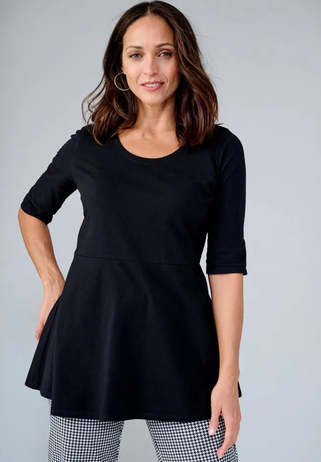 Stretch Cotton Peplum Tunic