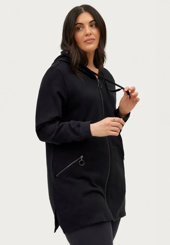 Ellos Studio French Terry Zip-Front Hoodie With Zip Pockets