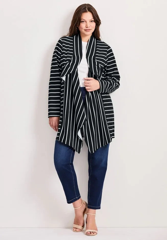 Striped Cascade Cardigan