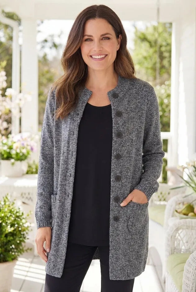 Marled Jacket Duster Sweater