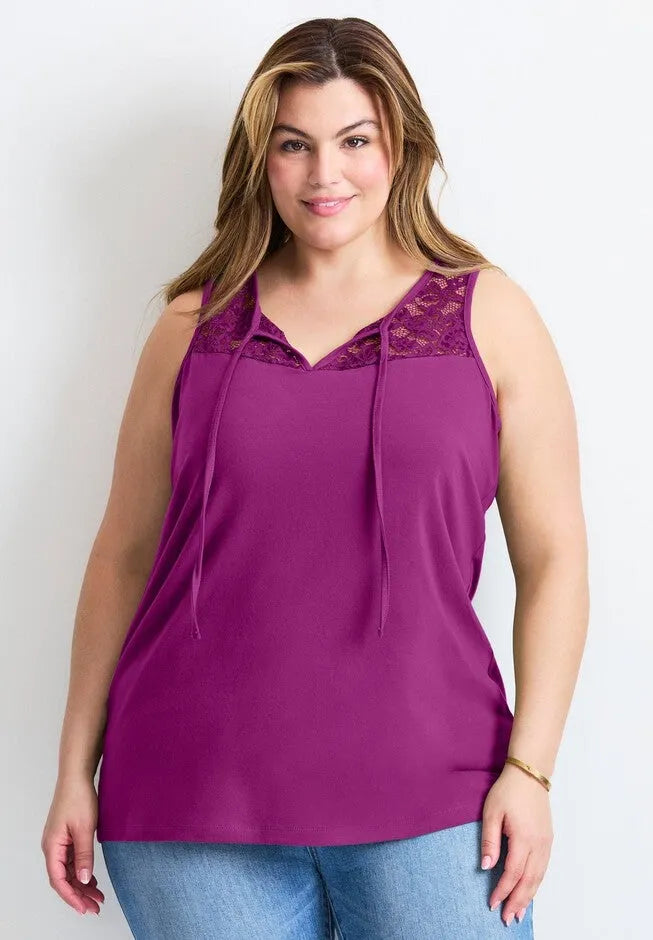 Lace Yoke Detail Tank
