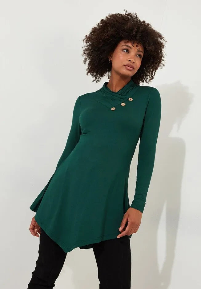 Stretch Knit Asymmetrical Tunic