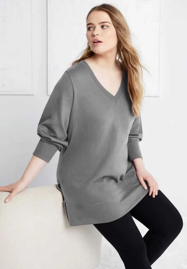 V-Neck French Terry Sweatshirt