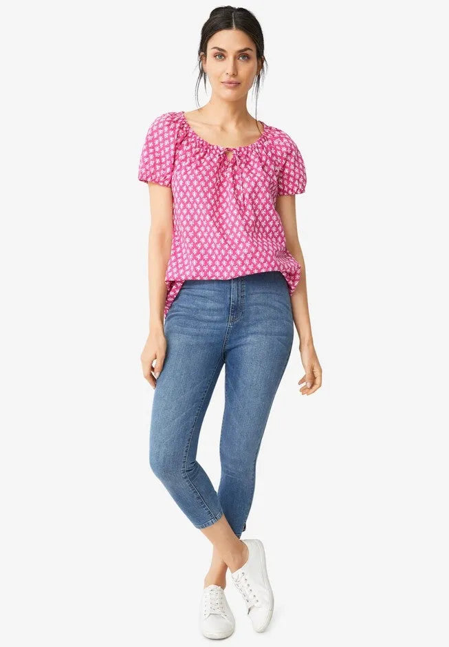 Mid-Rise Stretch Denim Skinny Capri