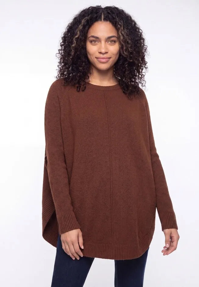 Scoopneck Long Sleeve Pullover Poncho Sweater