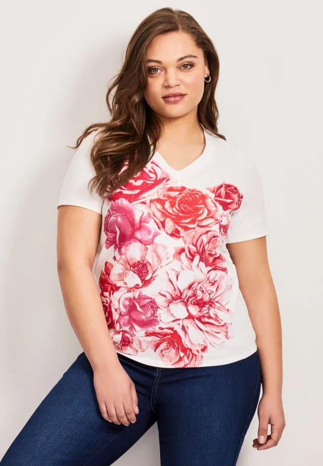 V-Neck Short Sleeve Graphic Tee