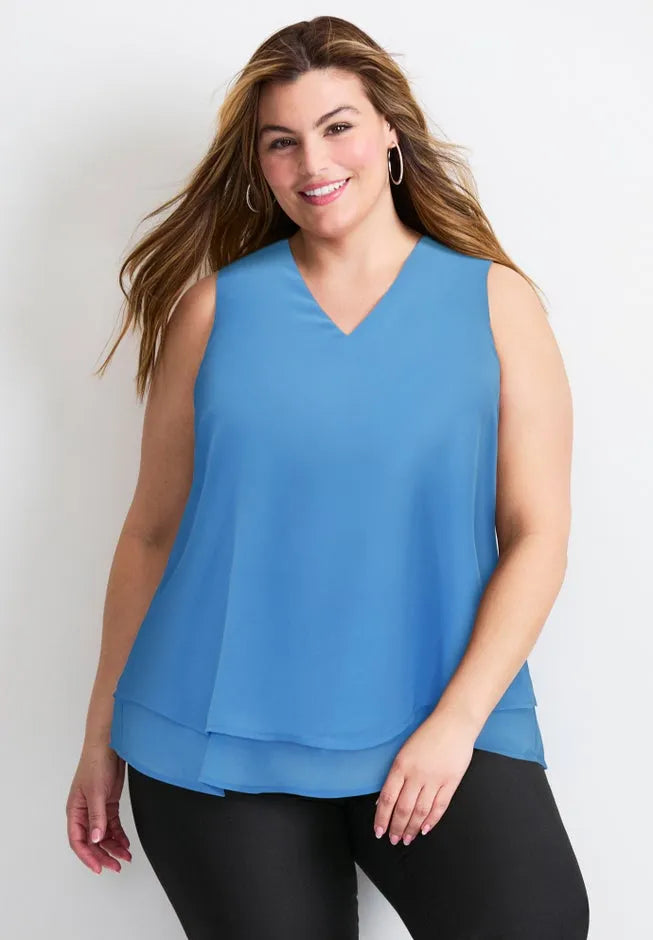 Sleeveless Double Layer Swing Tank
