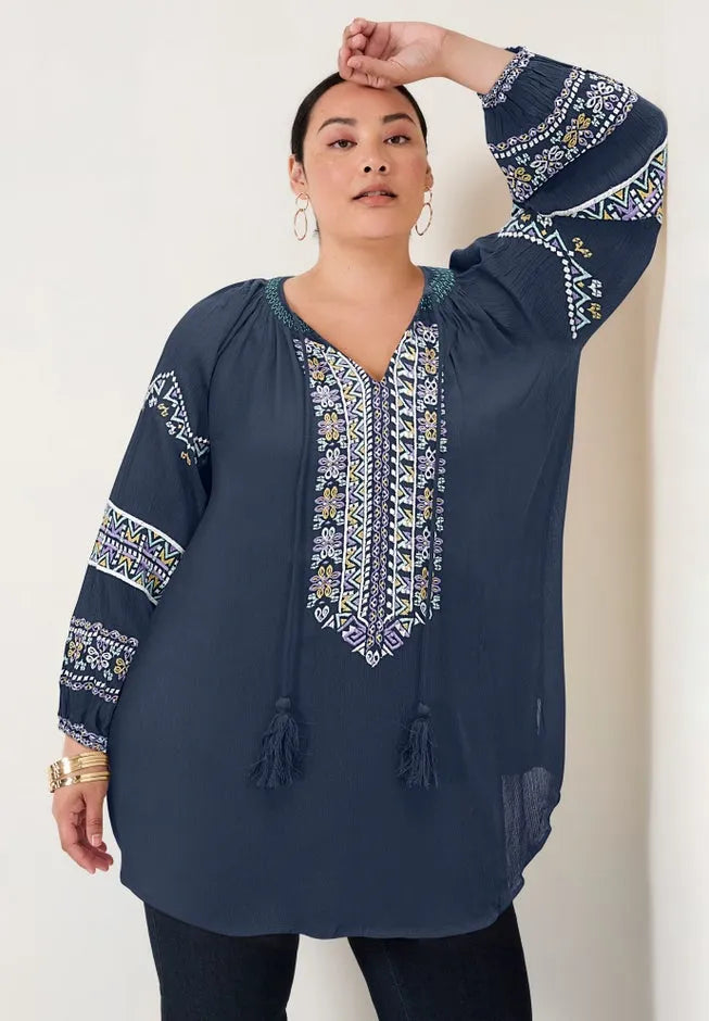 Embroidered Peasant Blouse