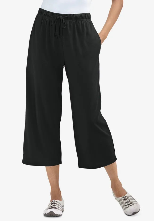 Sport-Knit Pull-On Capri Pants