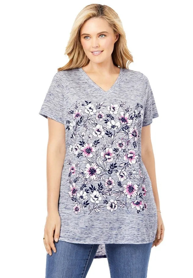 Marled V-Neck Tunic