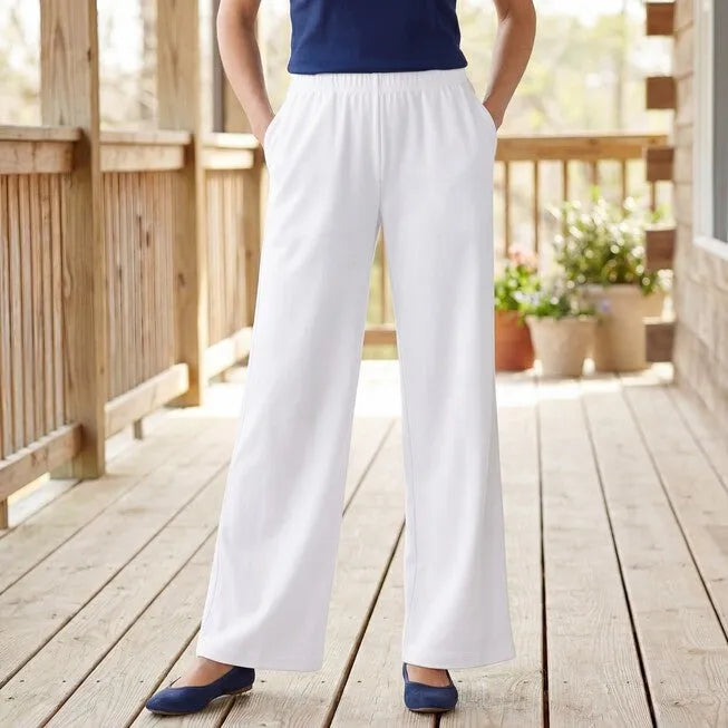7-Day Wide-Leg Elastic-Waist Stretchy Knit Pant