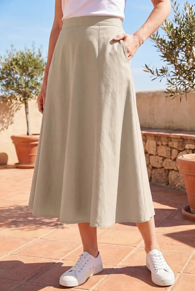 Linen-Blend Skirt