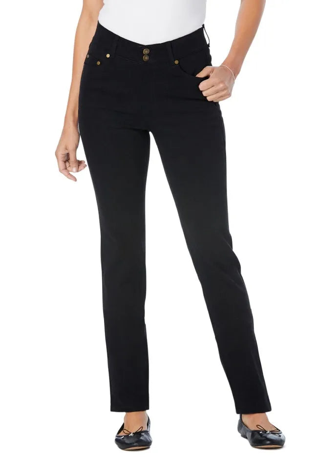 Stretch Built-in Slimming Panel Straight Leg Jeans