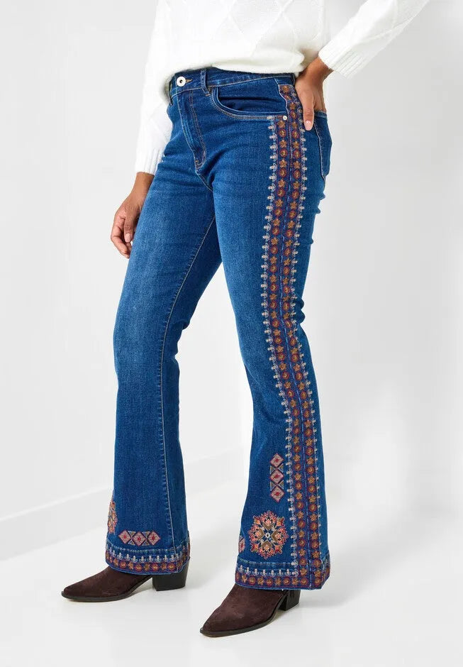 Embroidered Flare Jeans