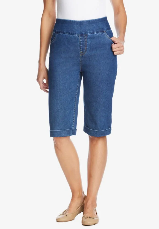 Smooth Waist Pull-On Flex Fit Short Denim Jeans