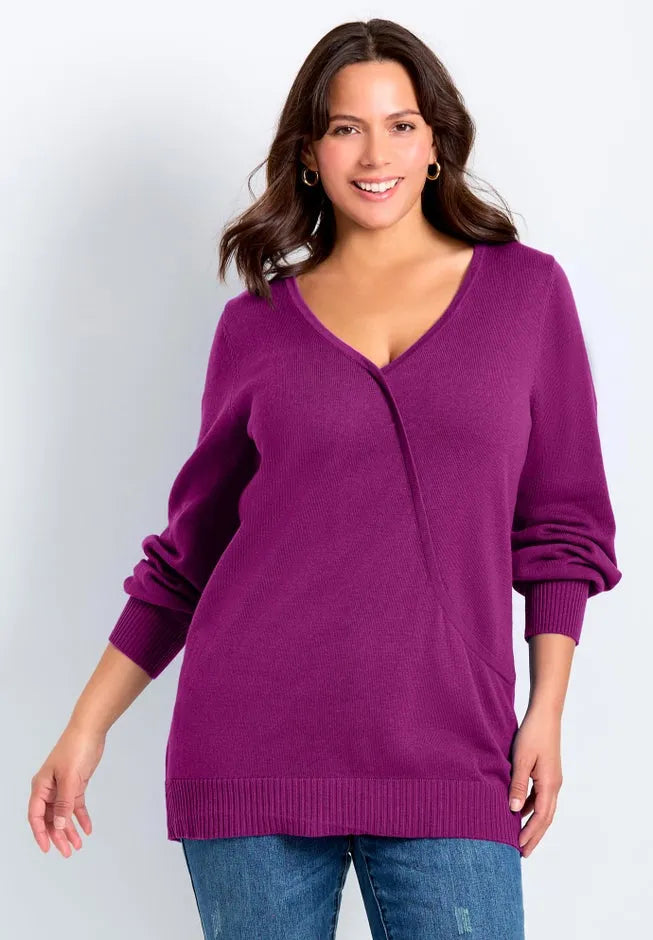 Faux Wrap Pull Over Sweater