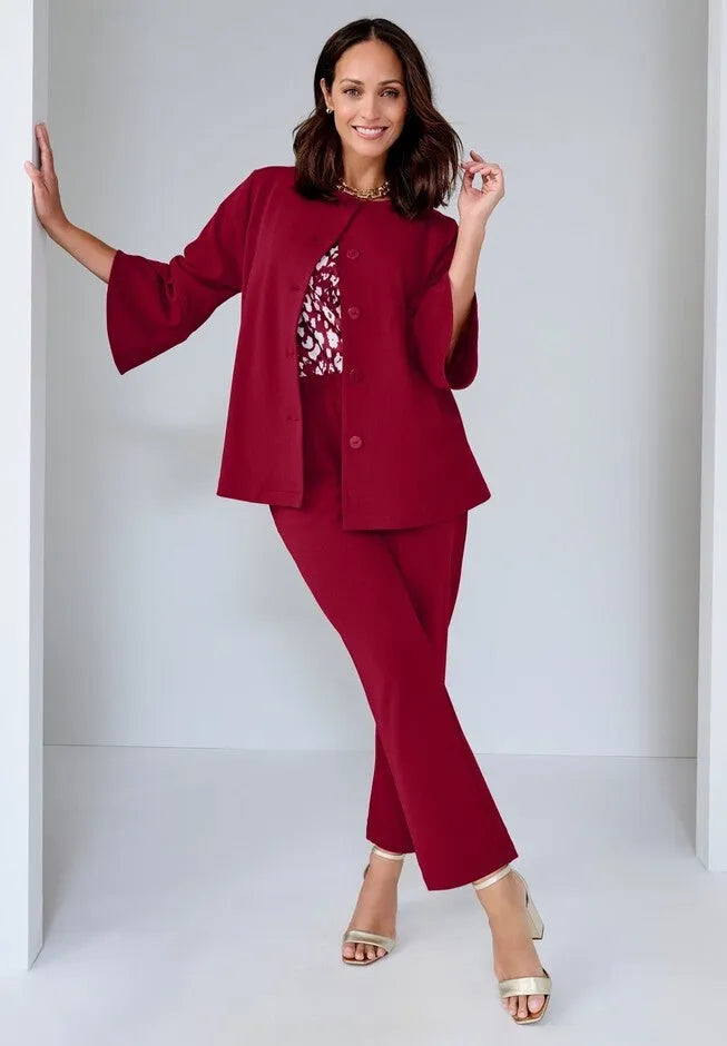 Stretch Knit Crepe Bell Sleeve 2-Piece Set